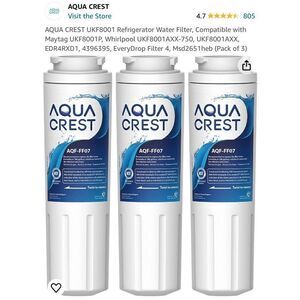 AQUA CREST UKF8001 Refrigerator Water Filters (2 filters)